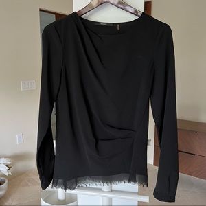 Tahari XS Black Faux Wrap Blouse